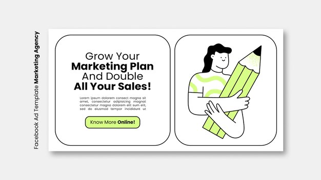 plantilla de Facebook de la agencia de marketing dibujada a mano
