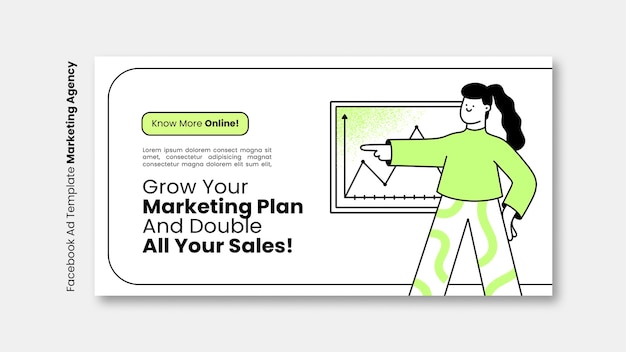 plantilla de Facebook de la agencia de marketing dibujada a mano