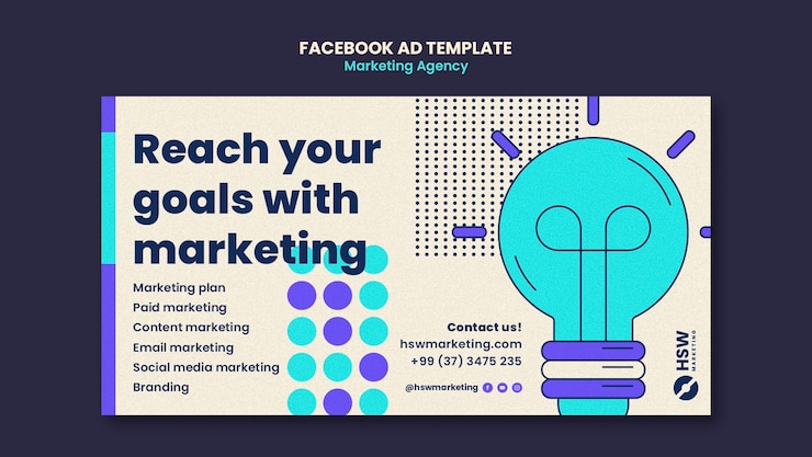 PSD gratuito plantilla de facebook de agencia de marketing de diseño plano
