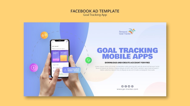 Plantilla de facebook de la aplicación de seguimiento de objetivos