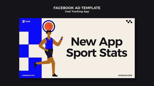 Plantilla de facebook de la aplicación de seguimiento de objetivos