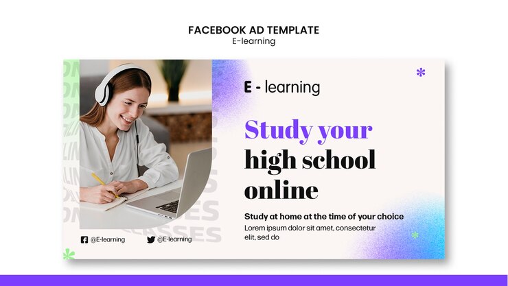 PSD gratuito plantilla de facebook de aprendizaje electrónico degradado