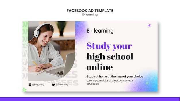Plantilla de facebook de aprendizaje electrónico degradado