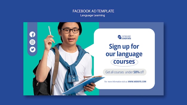 Plantilla de facebook de aprendizaje de idiomas