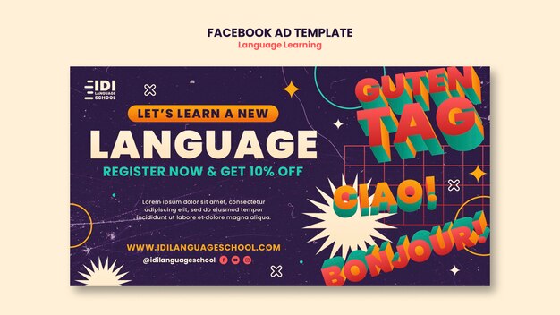 plantilla de Facebook para el aprendizaje de idiomas