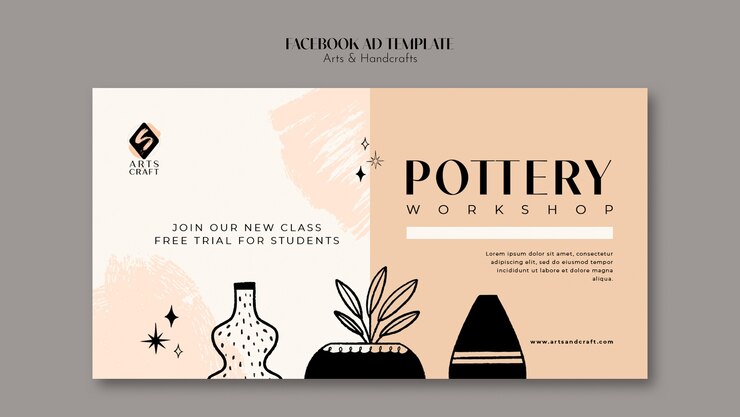 PSD gratuito plantilla de facebook de artes y artesanías