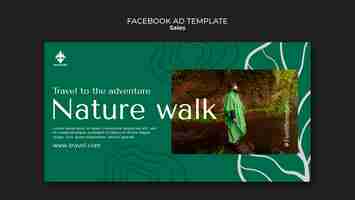 PSD gratuito plantilla de facebook de aventura de viaje de diseño plano