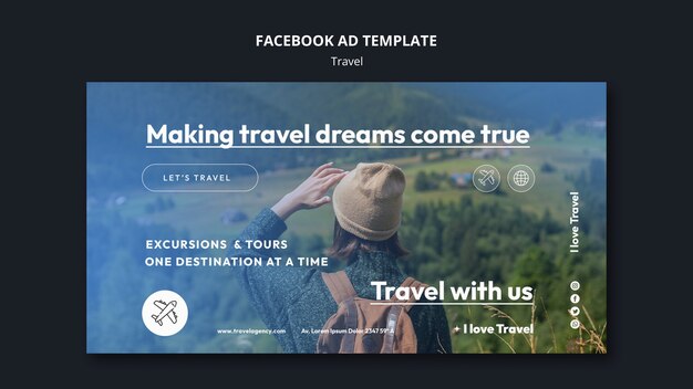 Plantilla de Facebook para aventuras de viaje en gradiente