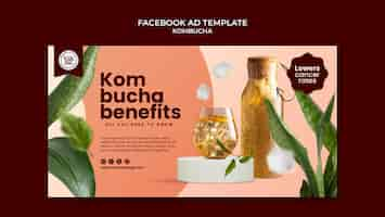 PSD gratuito la plantilla de facebook de la bebida de kombucha