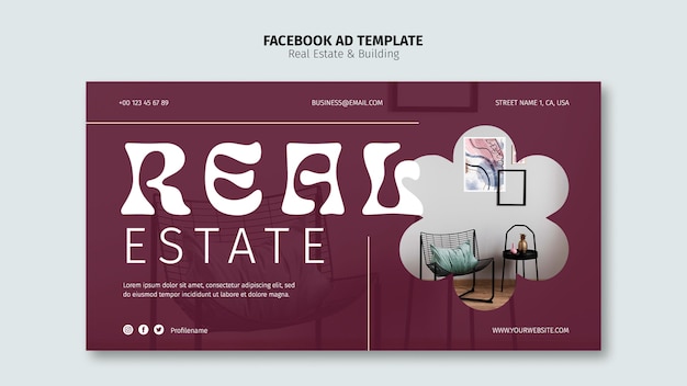 PSD gratuito plantilla de facebook de bienes raíces y construcción