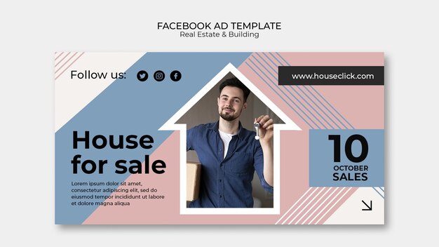 Plantilla de facebook de bienes raíces y construcción