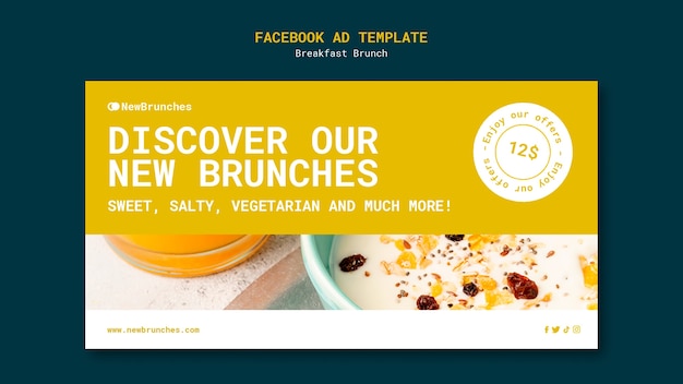 PSD gratuito plantilla de facebook de brunch de desayuno