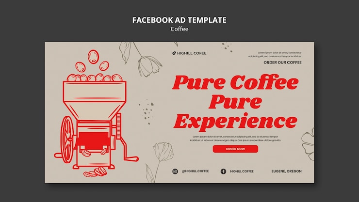 PSD gratuito plantilla de facebook de café dibujada a mano
