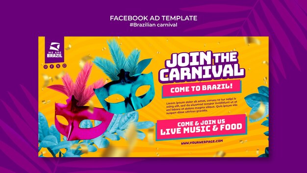 Plantilla de facebook de carnaval brasileño
