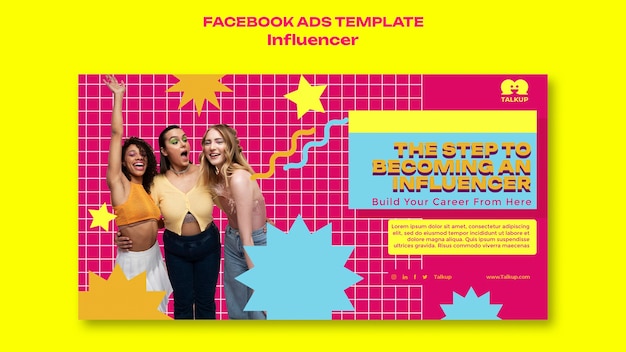 PSD gratuito plantilla de facebook de carrera de influencer de diseño plano