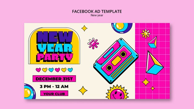 Plantilla de facebook de celebración del año nuevo 2024
