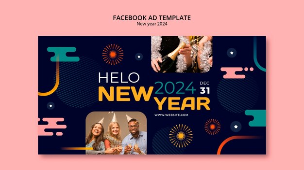 Plantilla de facebook de celebración del año nuevo 2024