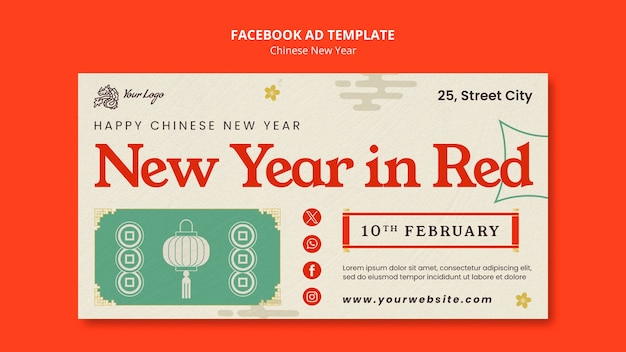 PSD gratuito plantilla de facebook para la celebración del año nuevo chino