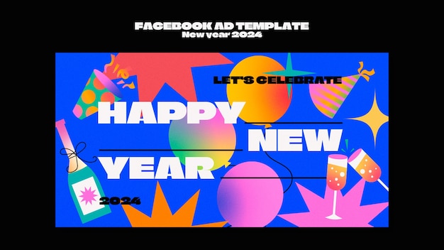 PSD gratuito plantilla de facebook de celebración de año nuevo degradado