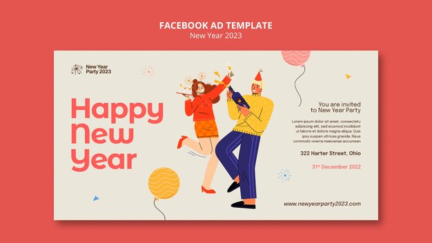Plantilla de facebook de celebración de año nuevo