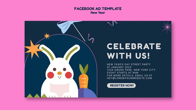 Plantilla de facebook de celebración de año nuevo