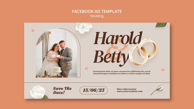 PSD gratuito plantilla de facebook de celebración de boda