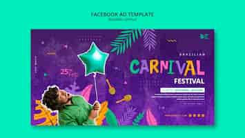 PSD gratuito plantilla de facebook para la celebración del carnaval brasileño