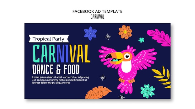 PSD gratuito plantilla de facebook para la celebración del carnaval