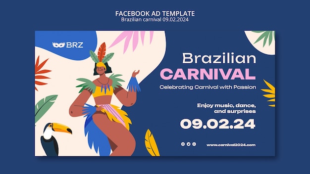 PSD gratuito plantilla de facebook para la celebración del carnaval