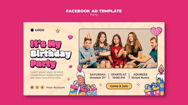 PSD gratuito plantilla de facebook de celebración de cumpleaños