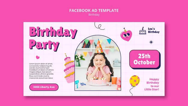 Plantilla de facebook de celebración de cumpleaños