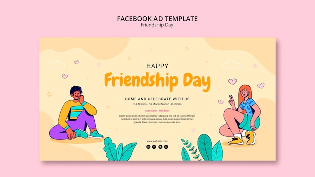 PSD gratuito plantilla de facebook de celebración del día de la amistad