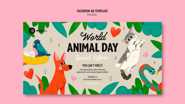 PSD gratuito plantilla de facebook de celebración del día de los animales