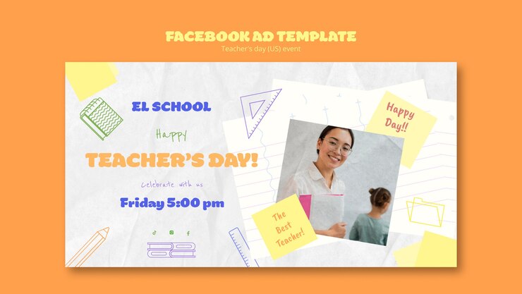 PSD gratuito plantilla de facebook de celebración del día del maestro