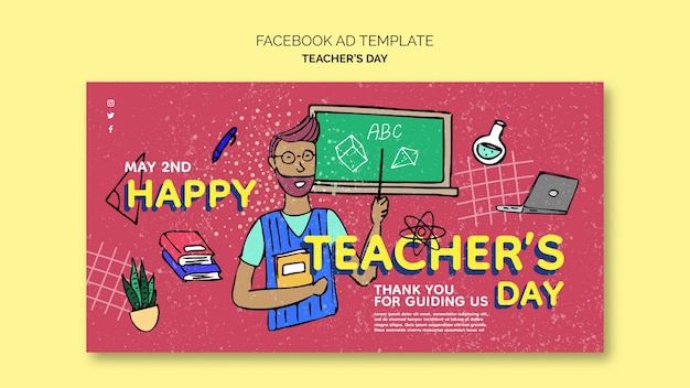 PSD gratuito plantilla de facebook de celebración del día del maestro