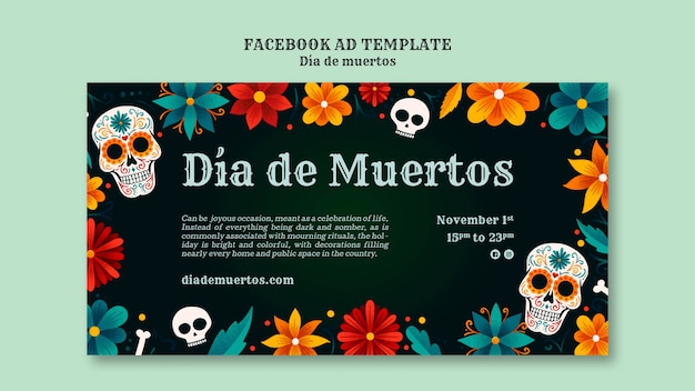 Plantilla de facebook para la celebración del día de los muertos