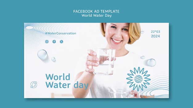 PSD gratuito plantilla de facebook para la celebración del día mundial del agua