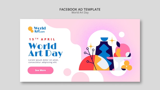 Plantilla de facebook de celebración del día mundial del arte