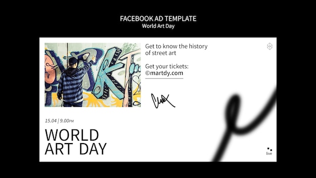 PSD gratuito plantilla de facebook de celebración del día mundial del arte