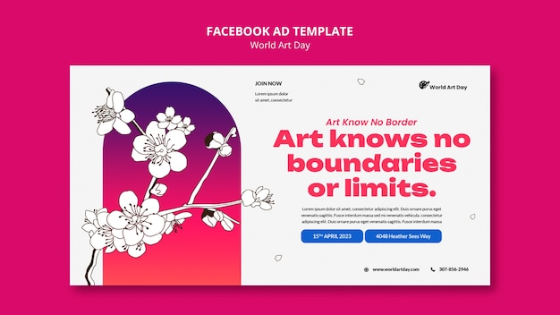 Plantilla de facebook de celebración del día mundial del arte
