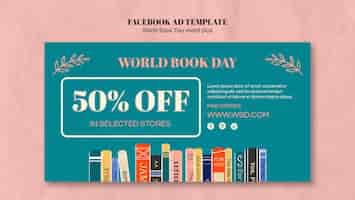 PSD gratuito plantilla de facebook de celebración del día mundial del libro