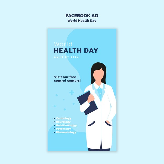 Plantilla de facebook de celebración del día mundial de la salud