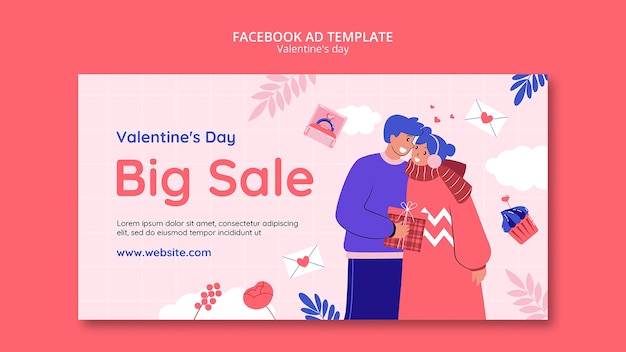 PSD gratuito plantilla de facebook de celebración del día de san valentín