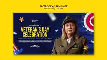 PSD gratuito plantilla de facebook de celebración del día de los veteranos