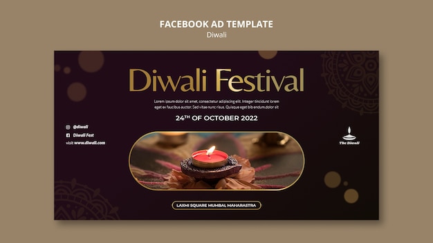 PSD gratuito plantilla de facebook de celebración de diwali