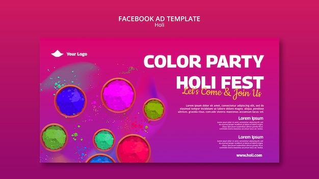 PSD gratuito plantilla de facebook de celebración del festival holi