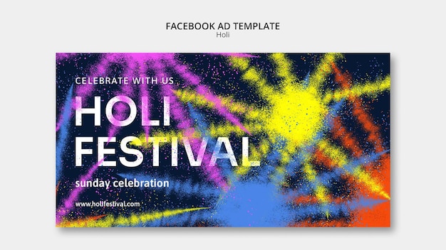 PSD gratuito plantilla de facebook de celebración del festival holi