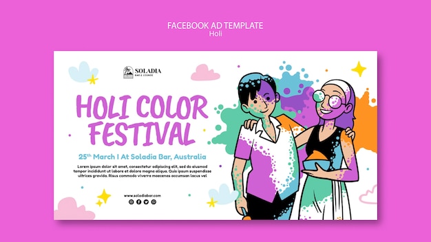 PSD gratuito plantilla de facebook de celebración del festival holi