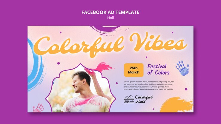 PSD gratuito plantilla de facebook de celebración del festival holi