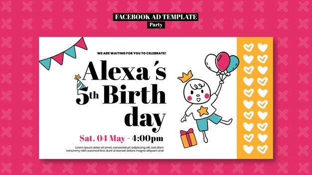 Plantilla de facebook de celebración de fiesta de cumpleaños